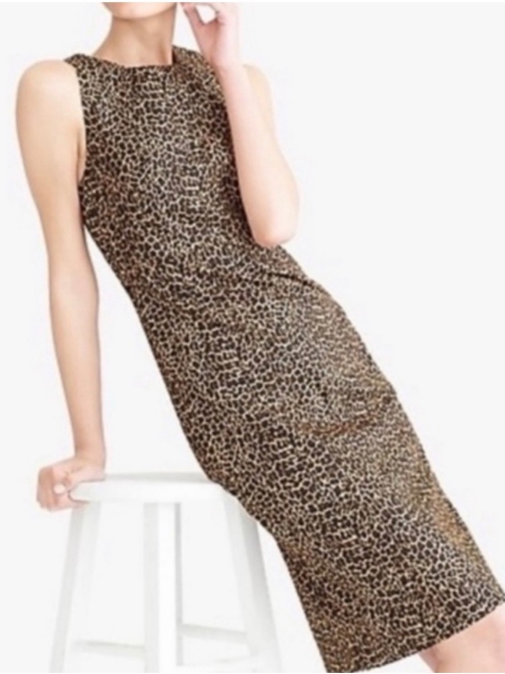 J. Crew Leopard Print Sleeveless Midi Dress in Brown/Black